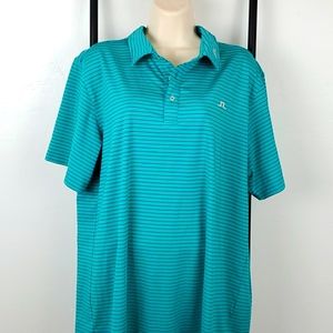 J.Lindeberg Green Blue Striped Polo Mens XXL Classic Fit